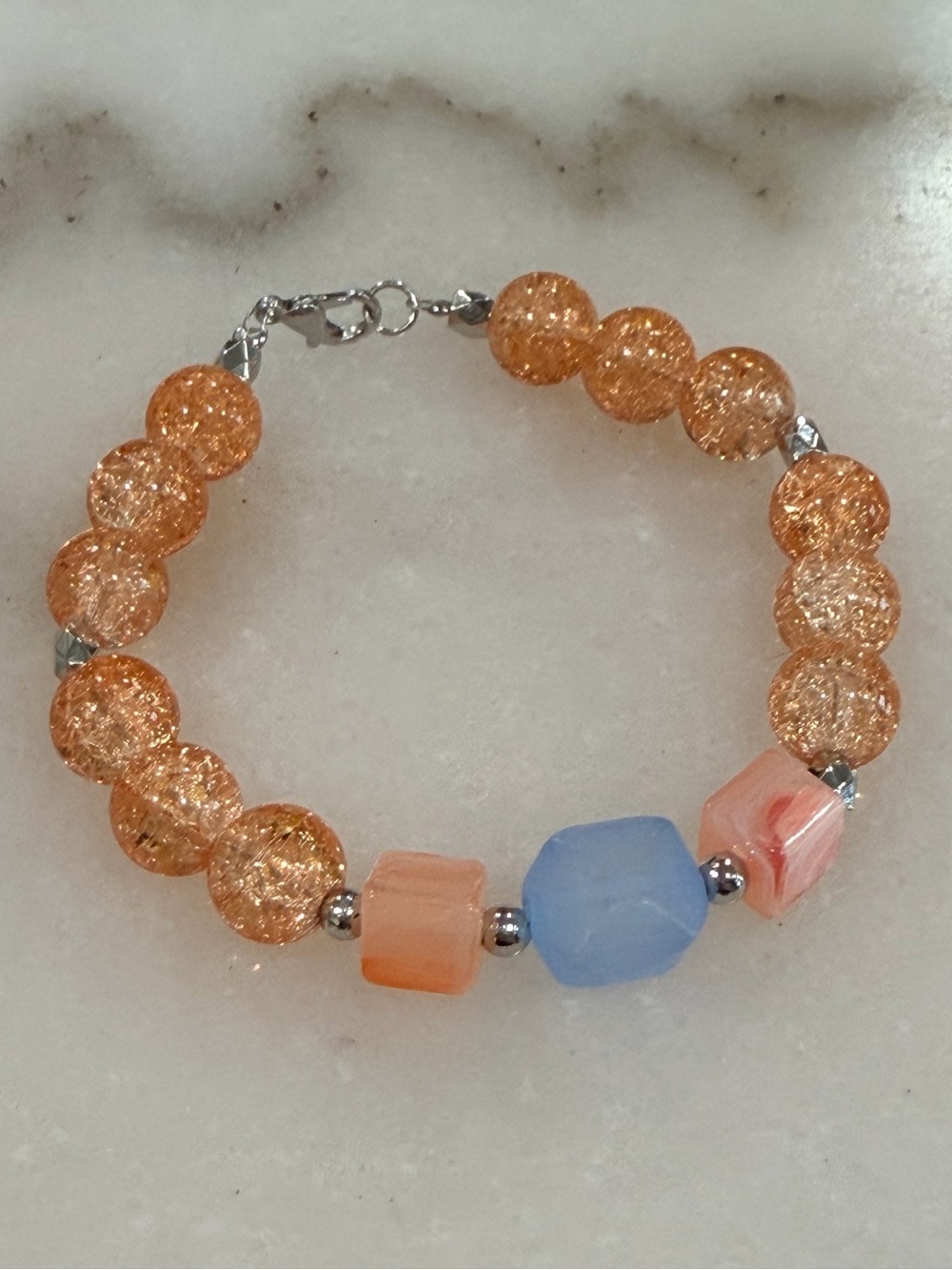 Pastel Beaded Bracelet Acrylic and Crystal Coquette Girl Jewelry